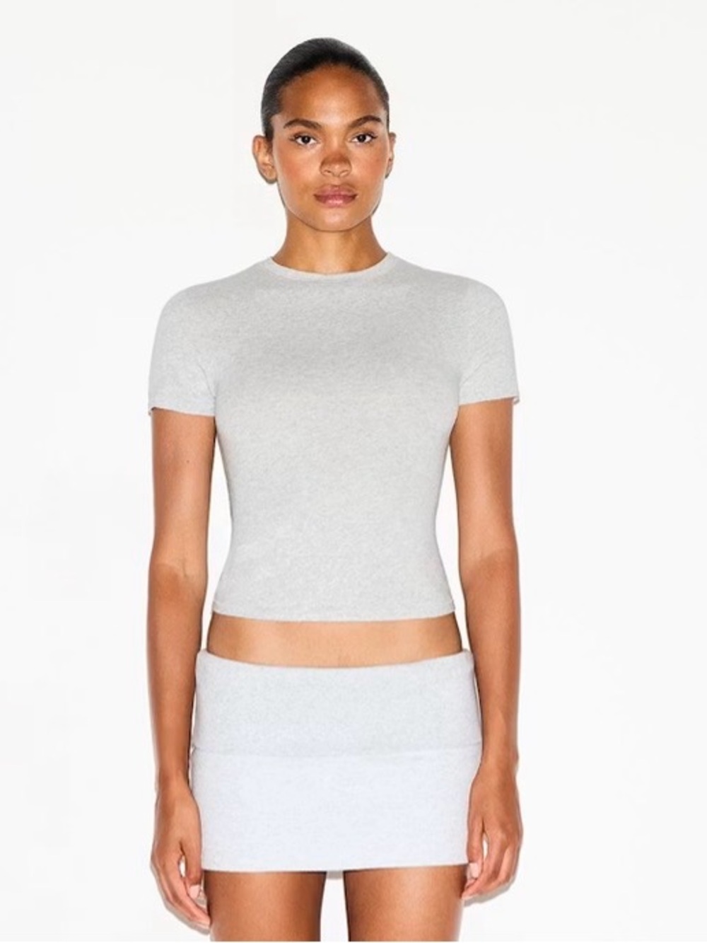 SKIMS Cotton Jersey Tee Light Heather Gray NWT Viral Basic Top - Picture 1 of 4